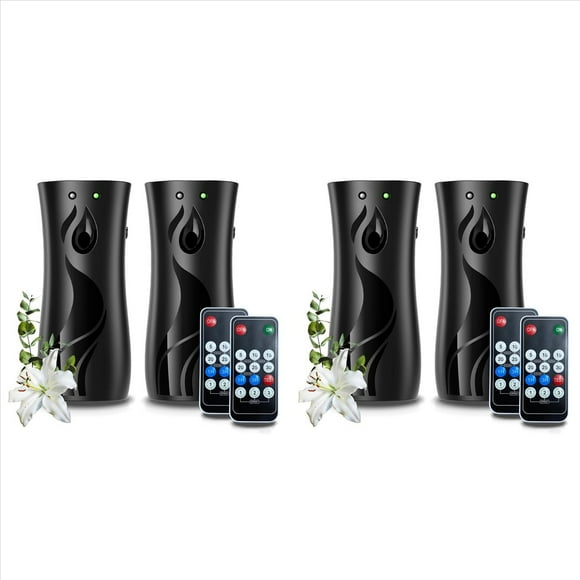 Dispensador Automático de Ambientador en Aerosol, Paquete de 4, Soporte para Rociador de Montaje en Pared o Independiente, Múltiples Configuraciones de Tiempo