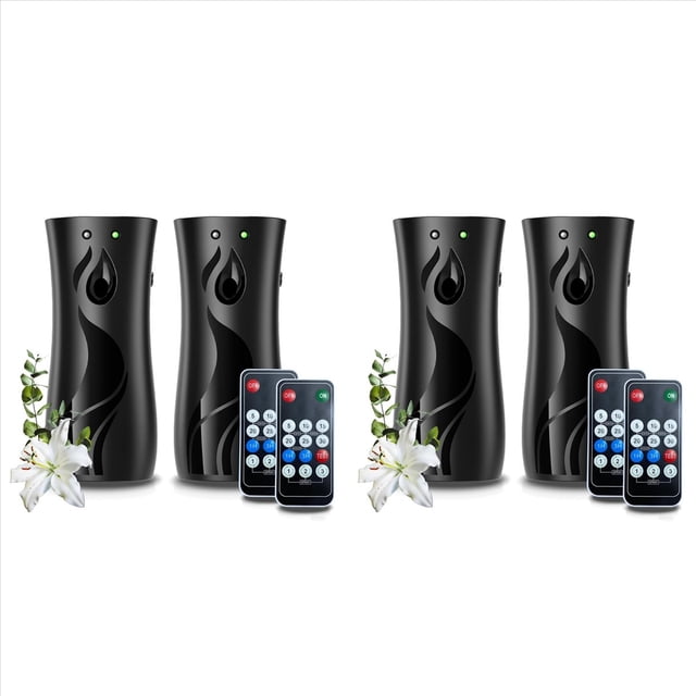 Dispensador Automático de Ambientador en Aerosol, Paquete de 4, Soporte para Rociador de Montaje en Pared o Independiente, Múltiples Configuraciones de Tiempo
