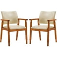 thumbnail image 2 of NOBPEINT Mid-Century Dining Side Chair with Faux Leather Seat in Tan, Arm Chair in Walnut,Set of 2, 2 of 17