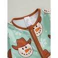 thumbnail image 6 of Suealasg Christmas Baby Girls Boys Footies Pajamas Long Sleeve Rompers Snowman Print Zip Up Full Length Jumpsuit 3 6 12 18 Months Infant Fall Coming Home Clothes, 6 of 8