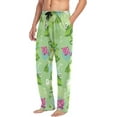 thumbnail image 4 of Men's Pajama Pants with Pockets Sleepwear Lounge Pants Stretch Casual Cute Cartoon Lotus Pond Frog, 4 of 6
