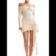 thumbnail image 2 of Vestido de Punto Corto con Hombros Descubiertos para Mujer, Larga, Irregular, con Cordones, Sexy Lechoso L, 2 of 9