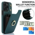thumbnail image 4 of Designed for iPhone 15 Case Wallet with Card Holder for Women Girls, Crossbody Case with Lanyard Strap, Protective PU Leather Purse Case with Ring Holder Stand for iPhone 15 - Green, 4 of 7