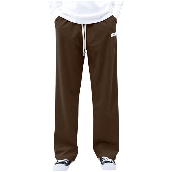 Baggy Sweatpants Men, Baggy Corduroy Pants Men Elastic Waist Vintage Casual Pants Drawstring Comfy Slim Wide Leg Sweatpants with Pockets