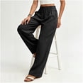 thumbnail image 6 of Levmjia Women Wide Leg Pants High Waisted Solid Color Casual Lounge Pants with Pockets Elastic Waist Flowy Straight Leg Trousers, 6 of 7