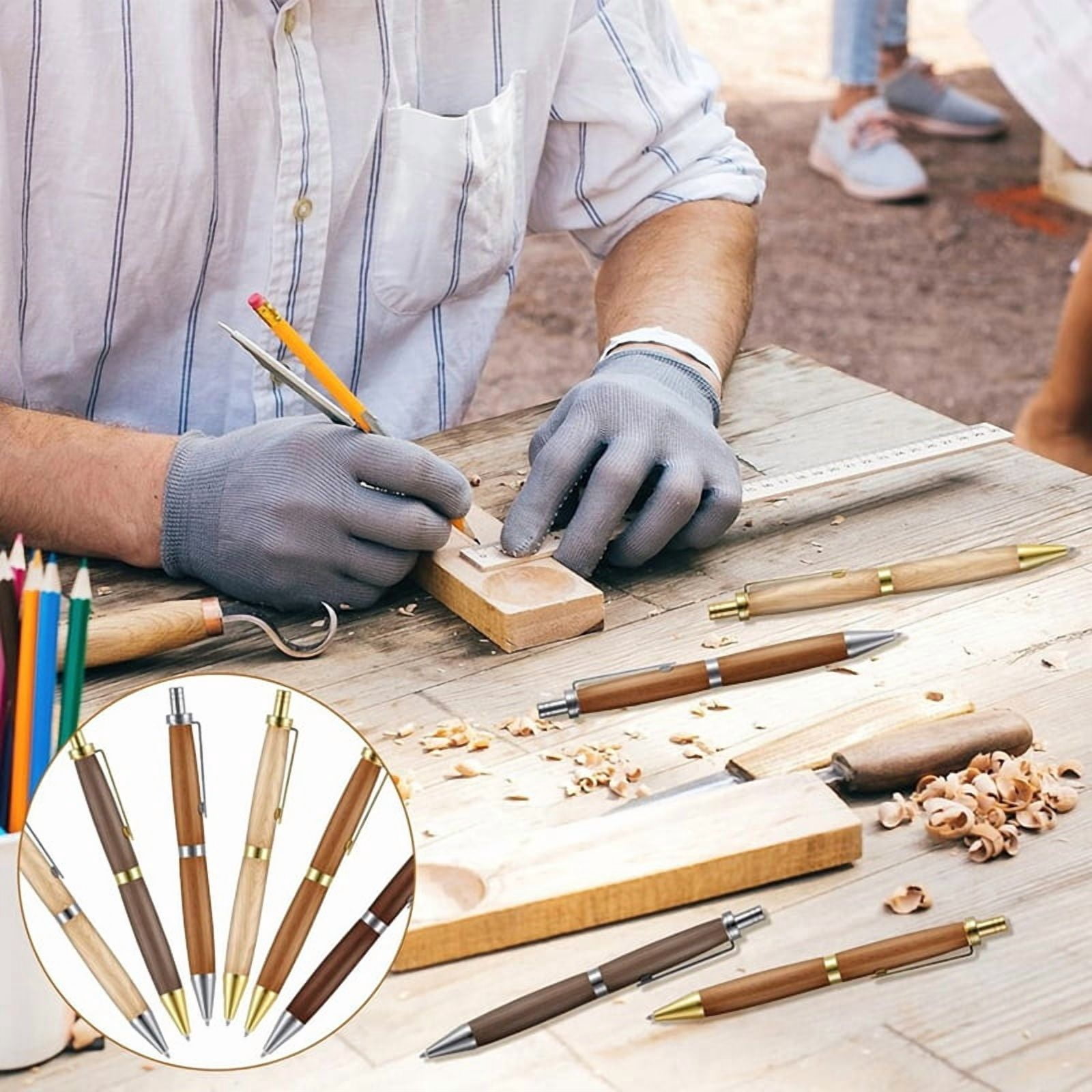 20 Pieces Retractable Pen Kit for Wood Turning 7mm Click Pen Kit with Refills Lathe Turning Supplies for DIY Friends