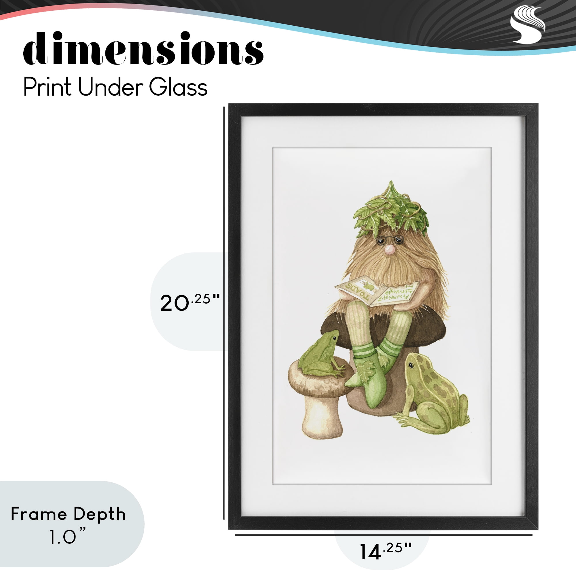 Stupell Industries Garden Elf with Frogs Black Framed Print Under Glass, design by Nancy Overton