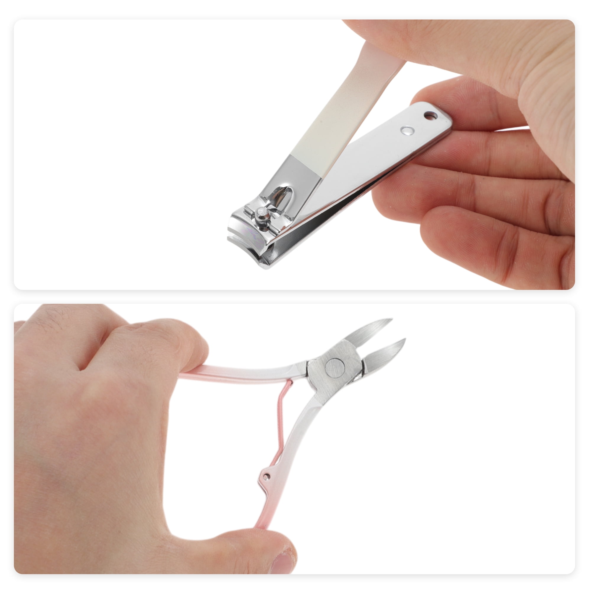 Unique Bargains Gradual Slanted Nail Clippers Set 1 Set Pink 3.15"