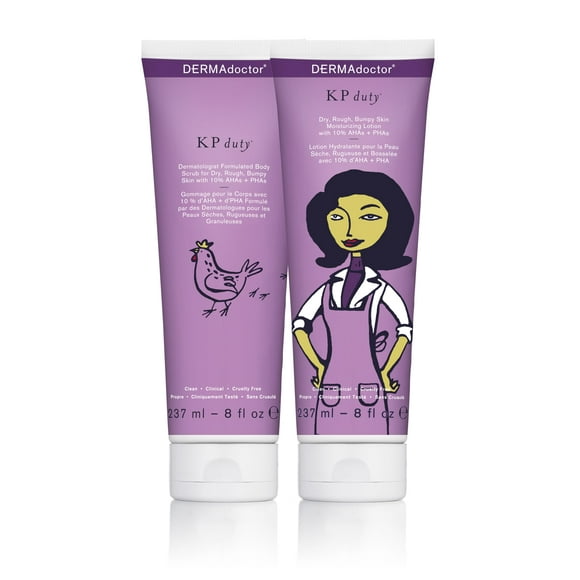DERMAdoctor KP Bump Eraser Body Scrub and Lotion Kit Dermatologist Formulated Exfoliant | Keratosis Pilaris Treatment For Dry And Bumby Skin 10% AHAs + PHAs