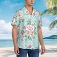 thumbnail image 5 of Xecao Vintage Floral print Hawaiian shirt - a stylish short-sleeve button-down for men, perfect for casual beach and tropical outings., 5 of 9