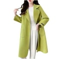 thumbnail image 4 of Floleo Women Notched Lapel Mid Length Wool Blend Coat Open Front Loose Oversized Long Sleeve Warm Outerwear With Large Patch Pockets For Fall Winter Daily Commute Outfits(Khaki,2XL), 4 of 5