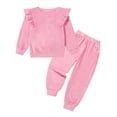 thumbnail image 6 of GYRATEDREAM Girls 2 Piece Outfits Kids Velour Sweatsuit Fall Tracksuits Ruffle Long Sleeve Pullover Sweatpants Clothing Sets, 6 of 9