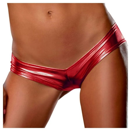 Pants 22w Elastic Waist Bikini Panties Pack Seamless Sleek Glossy Leather Look Women s Panties Comfortable Low Rise Briefs Smooth Fit Lingerie