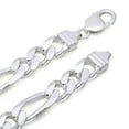 thumbnail image 3 of 11mm Solid .925 Sterling Silver Flat Figaro Chain Necklace + Bracelet Set, 26" (Necklace) + 8" (Bracelet), 3 of 7