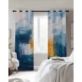 thumbnail image 3 of Fsddascl Blue White Blackout Curtains for Bedroom/Living Room, Thermal Insulated Kitchen Curtains, Contemporary Yellow Street Art Retro Painting Grommet Darkening Window Treatment Drapes 52"x72"x2, 3 of 8