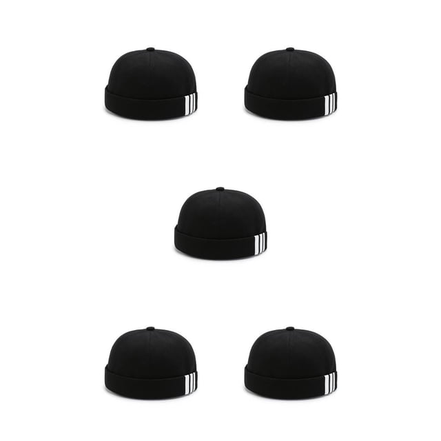 Qarigey Moda Skullcap 3 rayas estampado marinero sombreros cálido cubo Docker gorras sin borde sombrero ajustable gorro diario al aire Type2 NO2