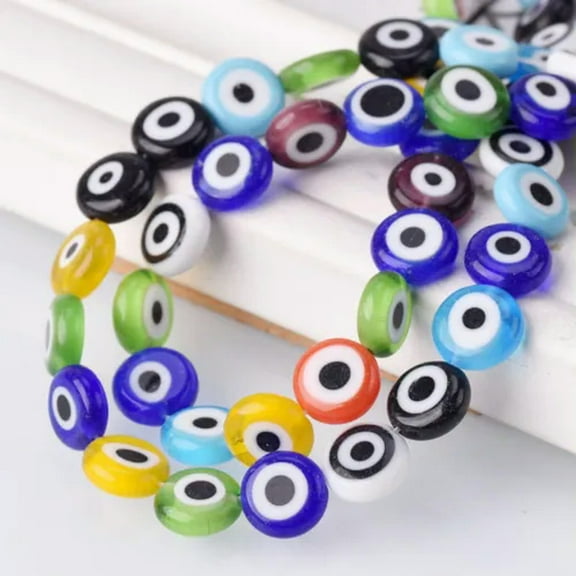 U8MO 6mm 8mm 10mm 12mm Mixed Flat Round Evil Eye Millefiori Lampwork Glass Beads lot-6mm 60pcs