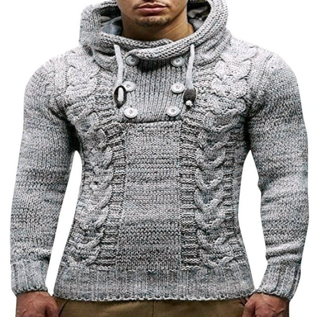 WILLBEST Sudaderas De Hombre Sudaderas De Punto para Hombre Suéteres Casuales De Cuello Alto De Manga Larga XGrande
