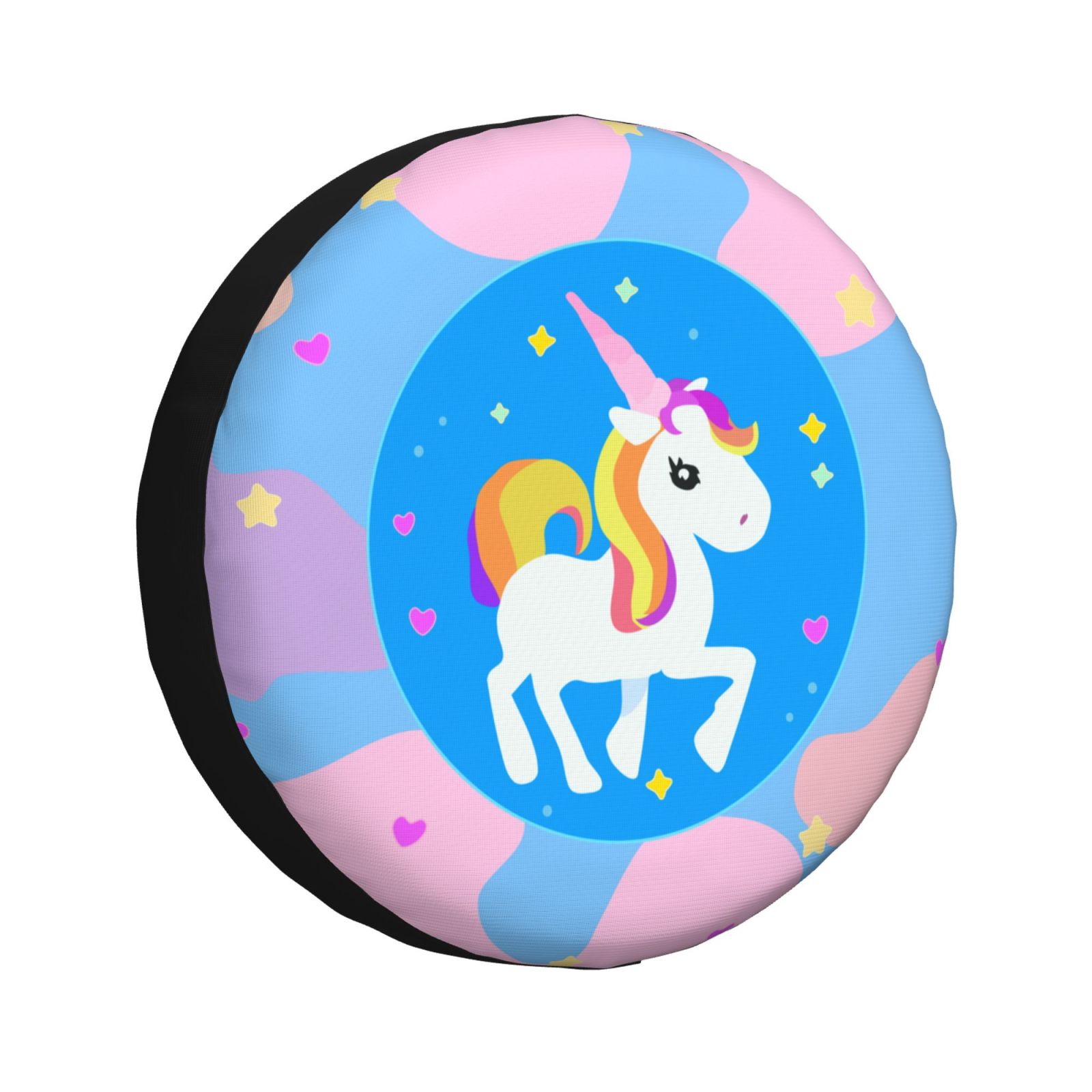 DouZhe Waterproof Spare Tire Cover, Cute Cartoon Sparkle Stars Unicorn  Prints Adjustable Wheel Covers Fit for Jeep Trailer RV SUV Car, 17 inch 
