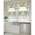 thumbnail image 4 of Flowers Eucalyptus Kitchen Curtains Swag Valance and Tier Curtains Set 36 Inch Length, Rustic Botanical Daisy Leaves Floral Rod Pocket Drape Panels Pair Swag Curtains for Bathroom/Cafe/Window, 4 of 6