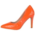 thumbnail image 2 of TOP MODA Shoes Women Stiletto High Heel Classic Pumps Pointed Toe MONROE-1 Orange Patent 5.5, 2 of 3