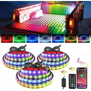 Nilight Truck Bed Light Strip RGB-IC LED Lights for Truck Bed Pickup Multi Dream Color DIY Music synchronous with APP and RF Remote Control 3PCS 60 inch Truck Bed Lighting, 2 Years Warranty
