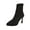 Black, variant on Women'S Winter Short Boots Pointed Toe Patchwork Heel Mid Calf Flock Shoes Comfort Plus Size Us 6.5 Size 38 Foot Length 9.45 Inches