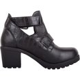 thumbnail image 4 of ABSOLUTE FOOTWEAR Childrens Kids Juniors Girls Slip On Buckled Faux Leather Heeled School College Formal Smart Shoes - Black - US Child 3, 4 of 7