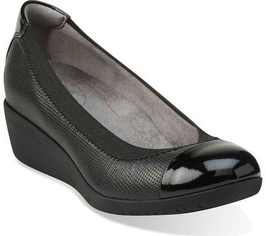 Clarks black wedge shoes online