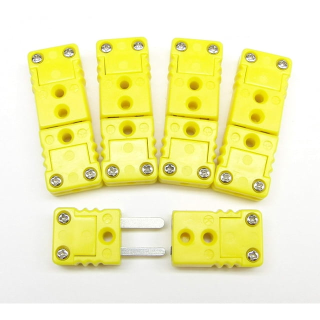 Mini K-Type Thermocouple Wire Connector, Cable Connector, 5 Sets Pairs Male and Female Plugs