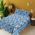 thumbnail image 2 of Ambesonne Leafy Design Fitted & Flat Sheet with Shams 4 Pcs Set, Winter Colors Leaves, King, Sea Blue Pale Azure Blue, 2 of 5