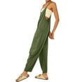 thumbnail image 4 of Nlife Women Solid Color V Neck Sleeveless Jumpsuit With Pockets, 4 of 6