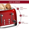 thumbnail image 5 of 4 Slice Toaster Retro Stainless Steel with Bagel Defrost Cancel Function, 6  Settings,  Wide Slot and Removable Crumb Tray, Red, 5 of 7