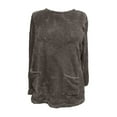 thumbnail image 3 of Patlollav Womens Winter Loose Solid Pocket Warm Long Sleeve Plus Size Tops, 3 of 6
