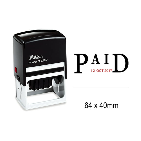 Shiny Date Stamper Self Inking With Paid Text Ofiice Stationery Rubber Stamp S-829D