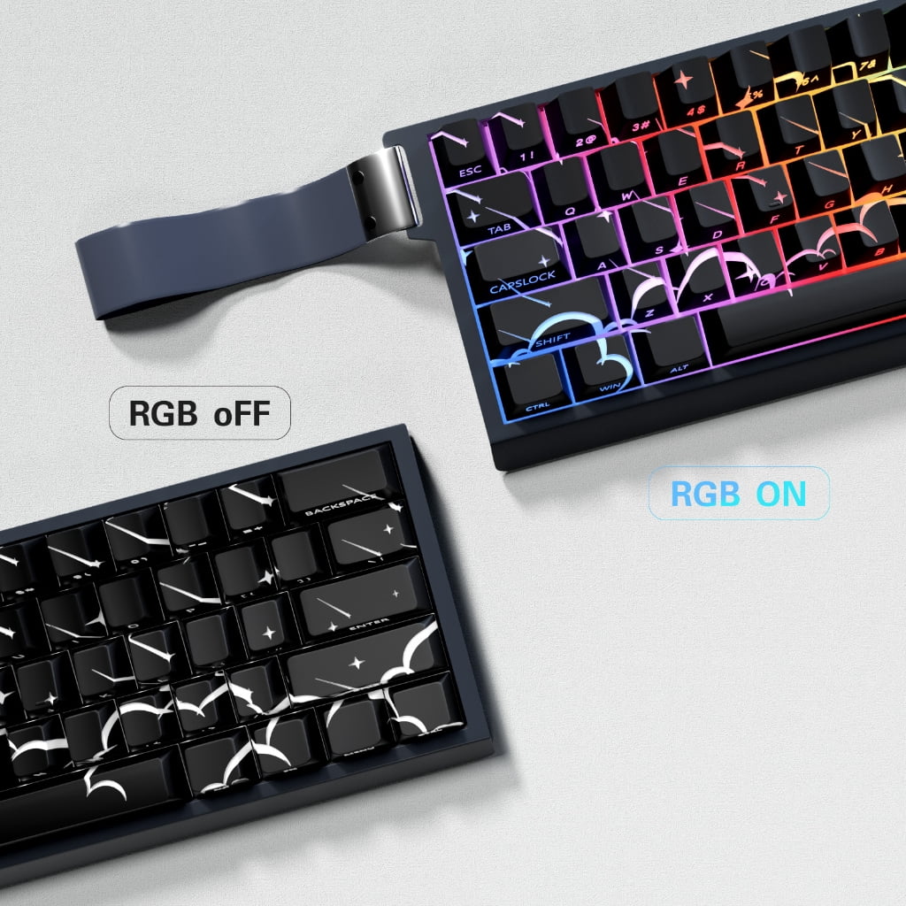 Star Rain Theme Illuminating Side Printed Keycaps 74pcs Keyset Wear for 65% 60% Layout Keyboards