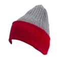 thumbnail image 1 of Top Headwear Cable Knit Long Winter Beanie - Grey/Red, 1 of 2