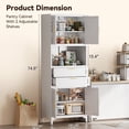 thumbnail image 3 of CXUZCZ 75" Tall Kitchen Pantry Cabinet,Metal Storage Cabinets with 2 Drawers and Adjustable Shelves,Freestanding Display Cupboard for Dining Room,Living Room,Hallway,Bathroom,White, 3 of 9