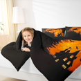 thumbnail image 3 of Feelyou Spooky Witch Twin Comforter Sets, Happy Halloween Gothic Castle Bedding Set, Black Reversible, 2-Piece, 1 Comforter and 2 Pillowcases, 3 of 7