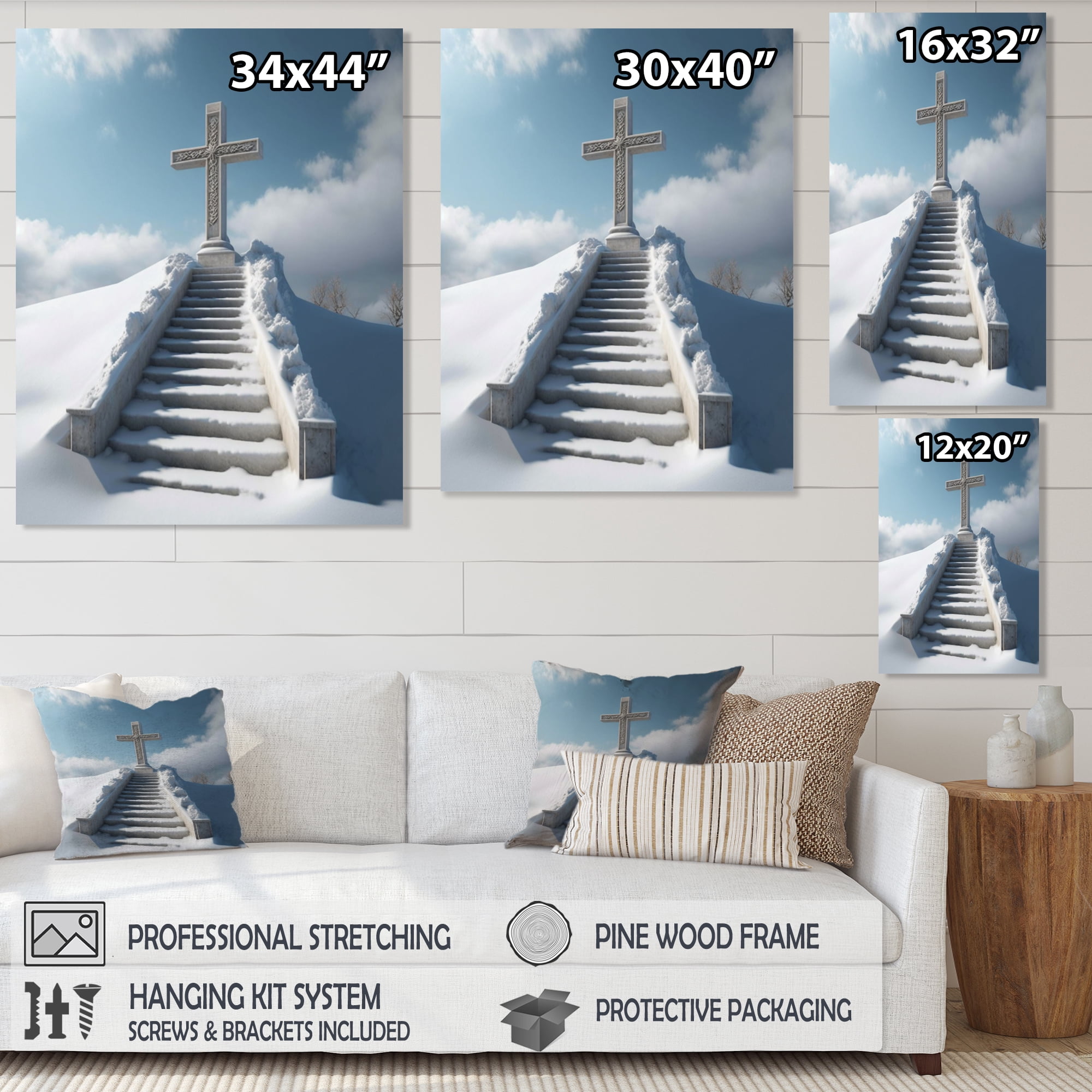 Designart Stairway To Heaven In Winter I Canvas Wall Art