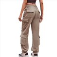 thumbnail image 2 of Pantalones Cargo para Mujer, Cintura Alta, Pierna , Holgados, Estilo Y2K, con 8 Bolsillos Caqui XXL, 2 of 7