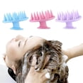 thumbnail image 2 of Masajeador de cuero cabelludo con cerdas de silicona suave para lavar el cabello y cepillo de champú resistente al agua, color azul claro., 2 of 5
