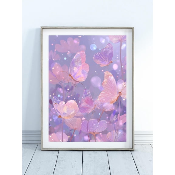 Pastel Butterfly Poster-Colourful Animal Art, Whimsical Butterflies, Pastel Wall Art, Girly Tween Poster, Nursery Decor, Baby Girl Room, Unframed Canvas Size 12x18