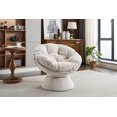 thumbnail image 2 of Oversized Swivel Accent Papasan Chair with Comfortable Cushion and Sturdy Base, 360° Round Chenille Swivel One-Seater Sofa for Living Room Bedroom (Beige), 2 of 8