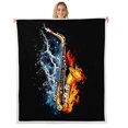 thumbnail image 1 of Erosebridal Melody Saxophone Fleece Blanket 90x90,Musical Instrument Sherpa Blanket,Abstract Decor,Ultra Soft, 1 of 6