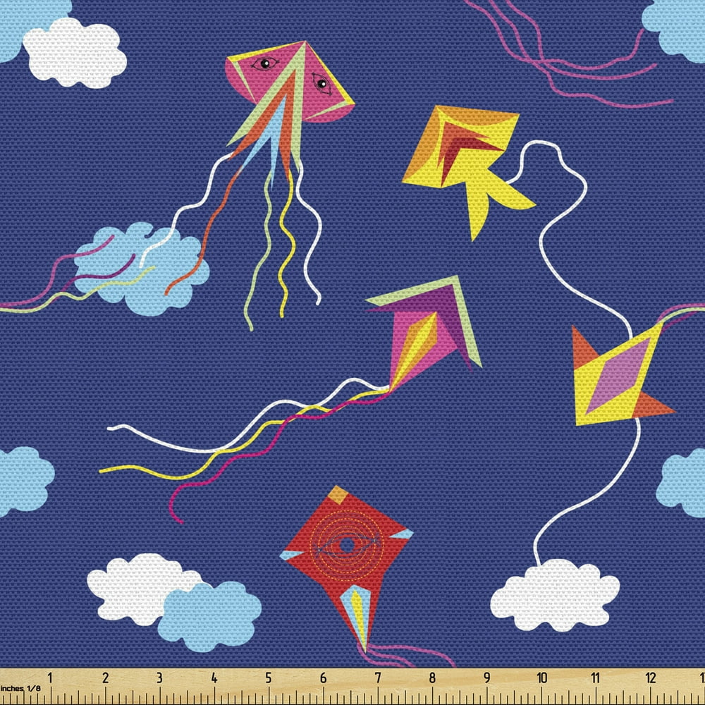 Kites Upholstery Fabric by the Yard Tribal Motifs Kites with Eye Summer