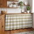 thumbnail image 3 of Cream Striped Cabinet Curtains 28"W x 51"L, Dustproof Sink Skirt Curtain for Kitchen Bathroom, Farmhouse Vintage Brown Stripes Adhesive Desk Skirt Privacy Curtains for Pantry Classroom Office Closet, 3 of 8