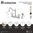 thumbnail image 4 of Kingston KB1755TXBS French Country Two-Handle 4-Hole 8" Centerset Kitchen Faucet with Brass Sprayer in Oil Rubbed Bronze, 4 of 4