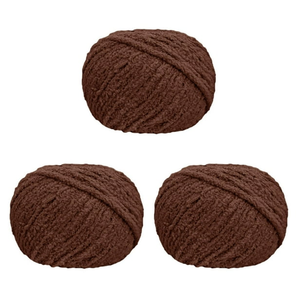 3x Hilo grueso para manualidades, tejido grueso, manta, crochet Marrón
