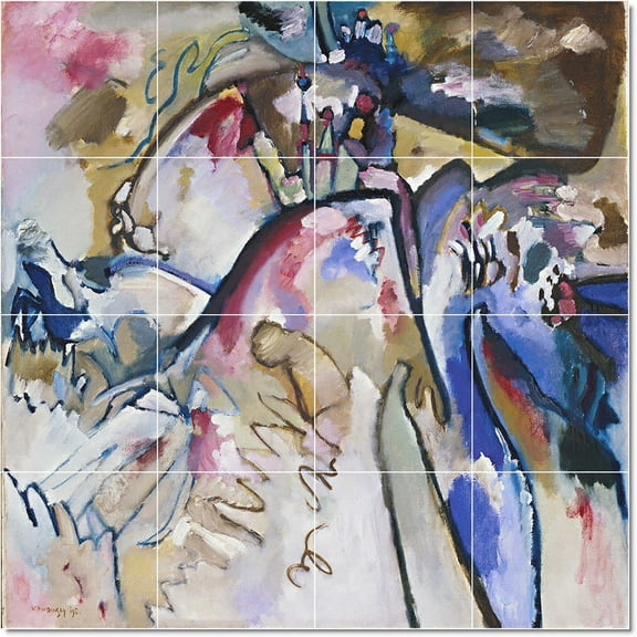 Ceramic Tile Mural-Wassily Kandinsky Abstract Painting 49. 17" w x 12.75" h using (12) 4.25 x 4.25 ceramic tiles